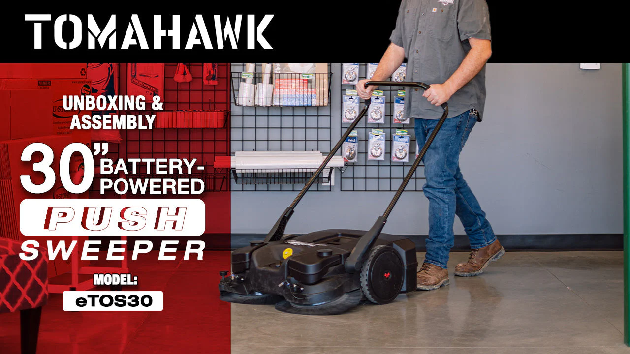 30" Battery Powered Push Sweeper with Triple Power Brooms Electric Drive and Dust Suppression Sprayer - Image 4