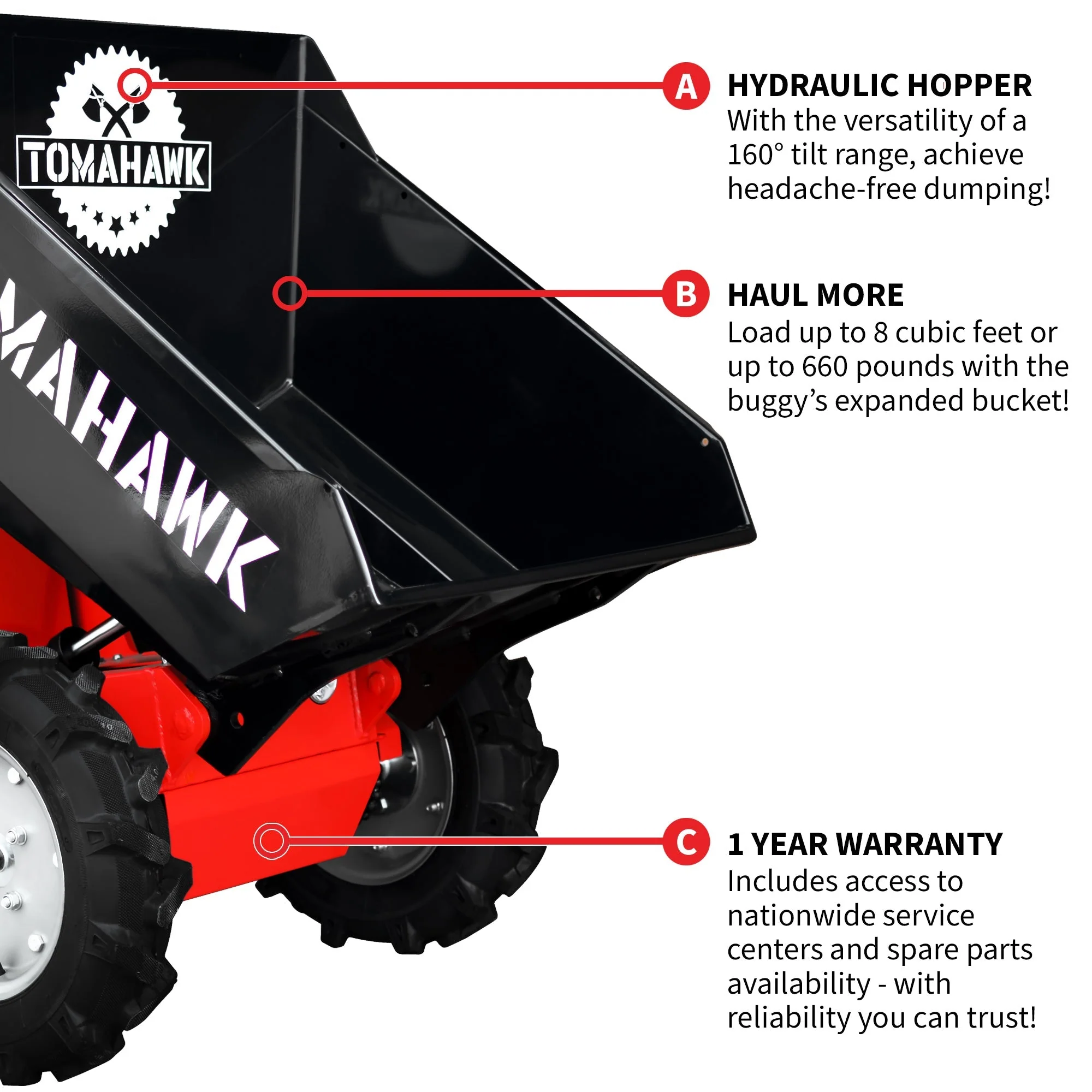 30" Concrete Power Buggy Electric Battery Mini Dumper 660-lb. Bucket Capacity - Image 5