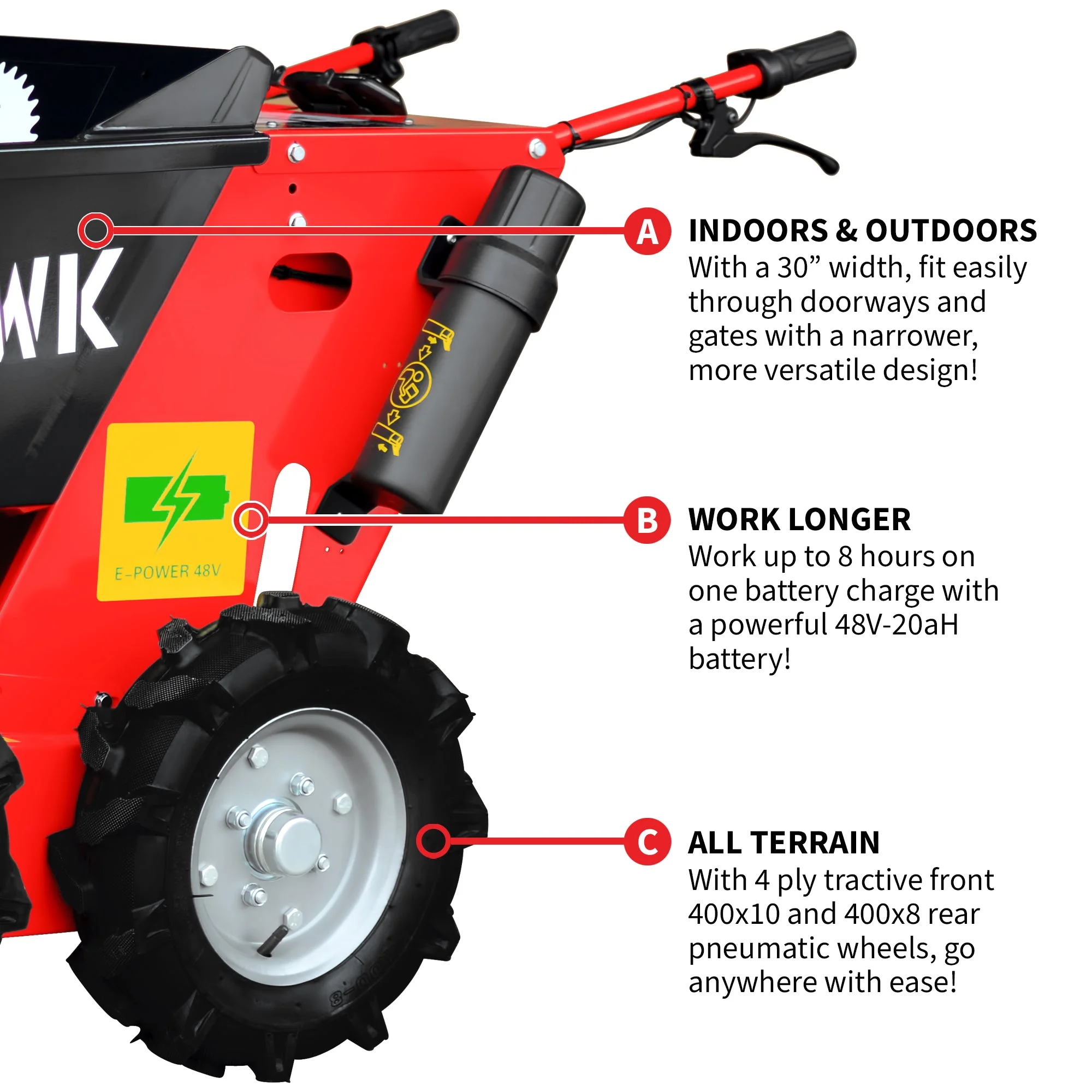 30" Concrete Power Buggy Electric Battery Mini Dumper 660-lb. Bucket Capacity - Image 6