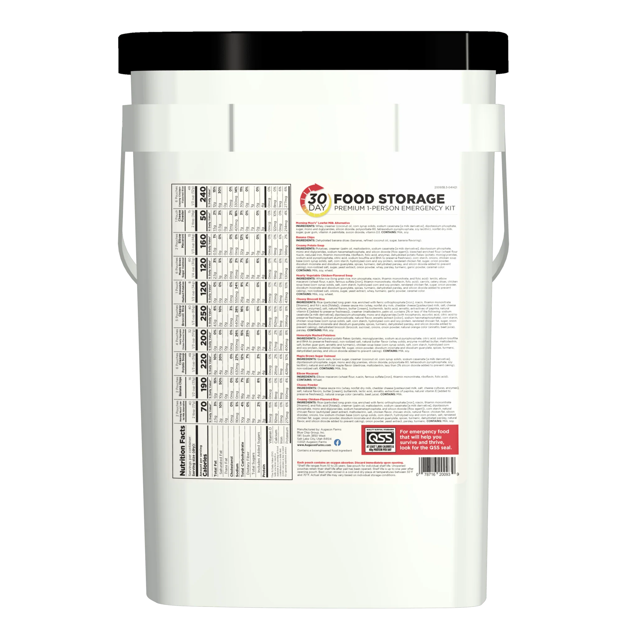 30-Day 1-Person Premium Emergency Food Supply Kit, Extra Calories Per Day, 307 Servings (SC) - Image 2