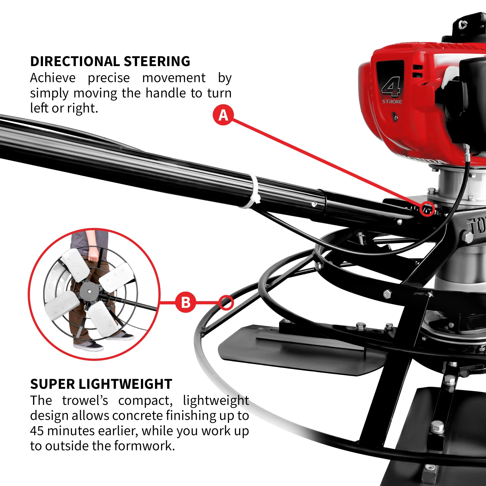 30" Portable Honda Concrete Power Trowel with 18ft Bull Float Handle GX35 - Image 8