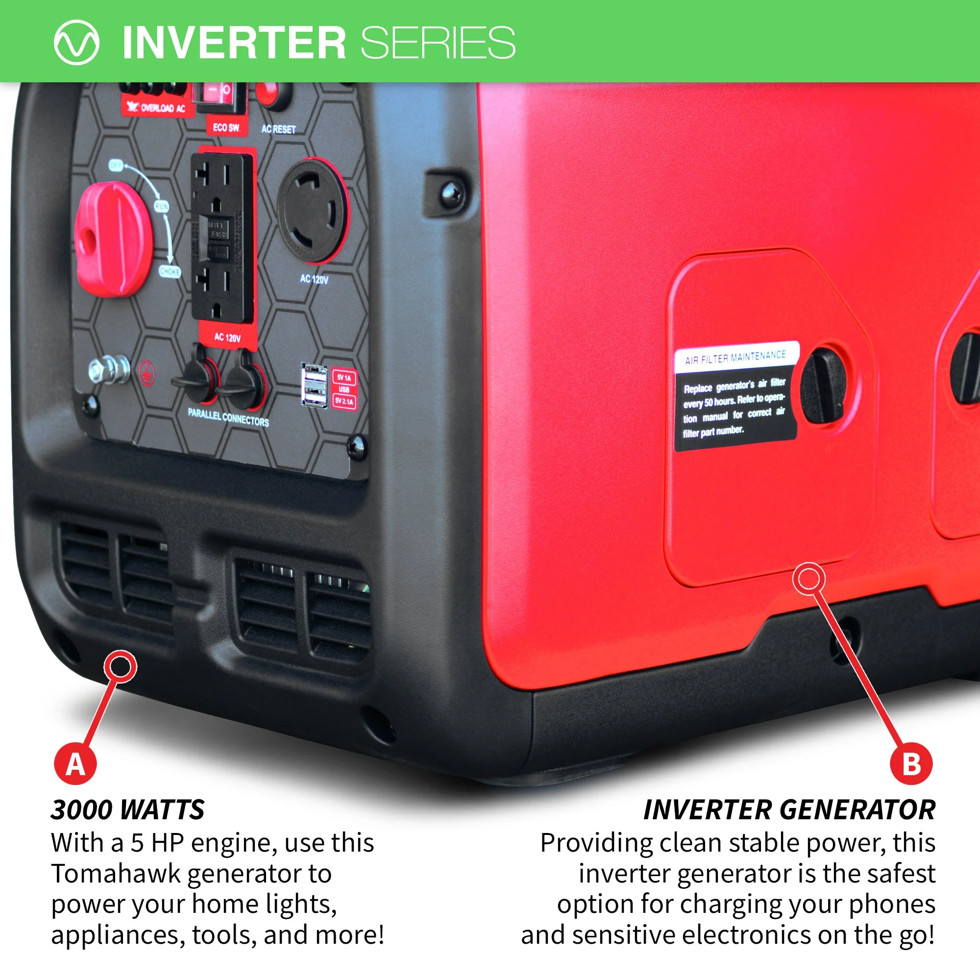 3000 Watt Inverter Generator Super Quiet Portable Gas Power Professional Use - Image 8