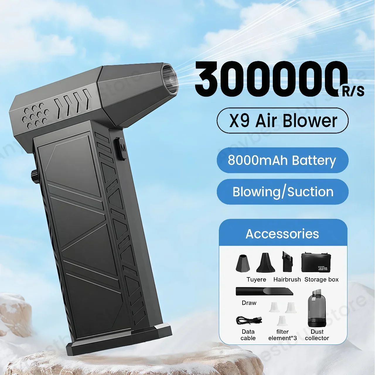 300000RPM X9 Turbo Air Duster – Powerful Brushless Jet Blower Vacuum for PC & Car - Image 2