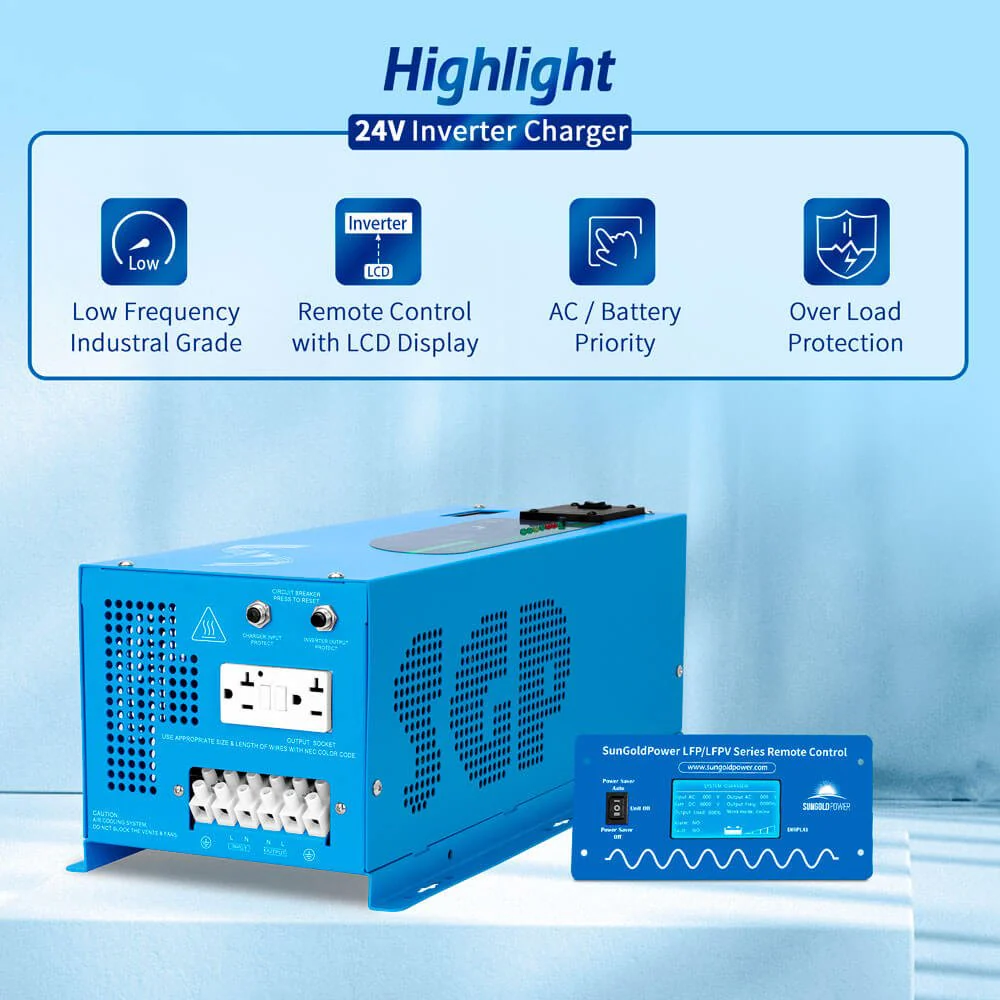 3000W DC 24V Pure Sine Wave Inverter With Charger - Image 3