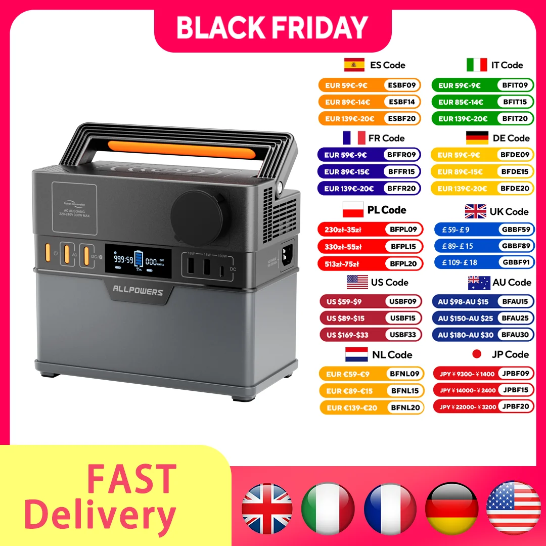 300W Portable Power Station 288Wh Backup Battery Pure Sine Wave AC Outlets 500W - Image 3