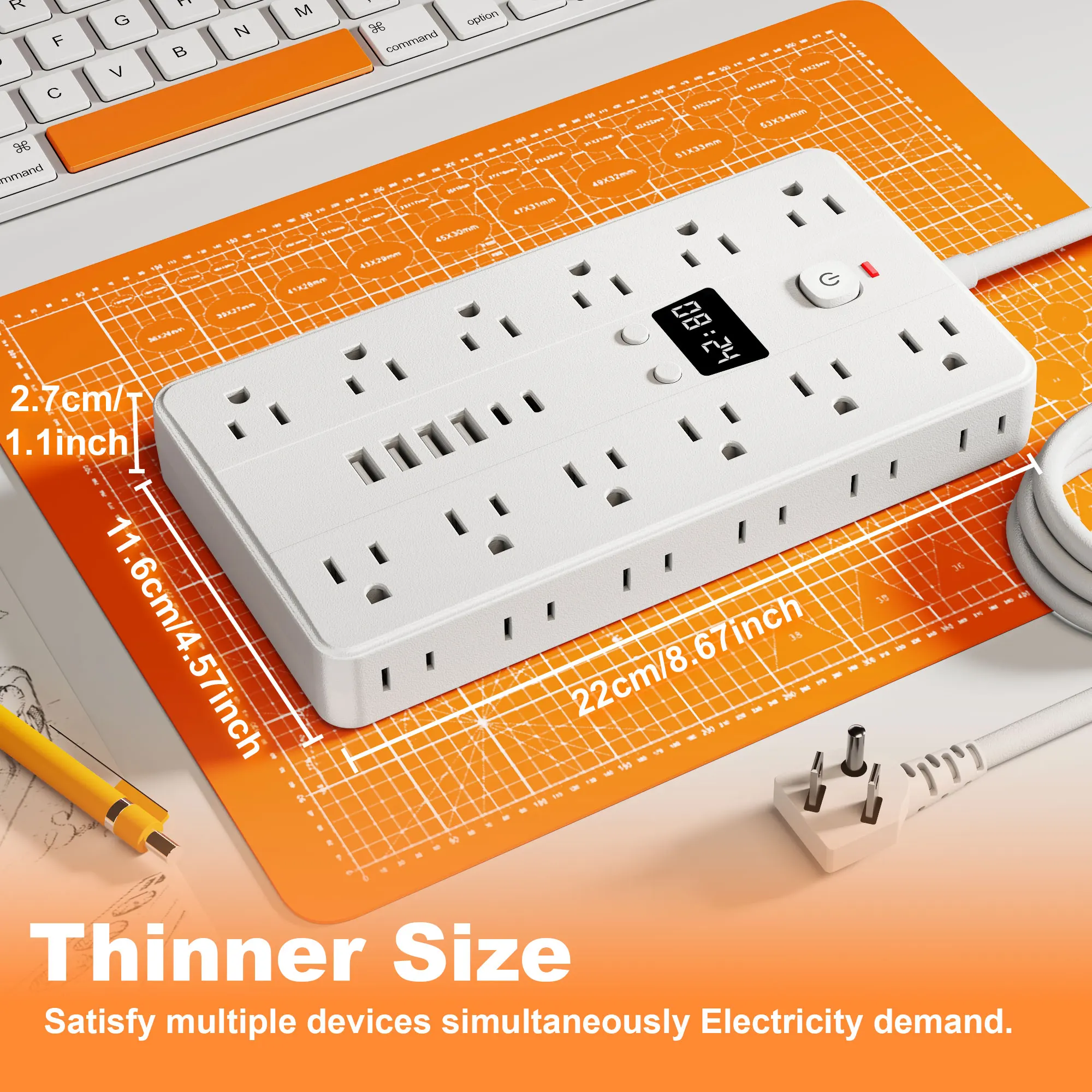 31-in-1 Power Strip Multi Outlet with USB Charging Ports and USB-C Fast Charging - Image 2
