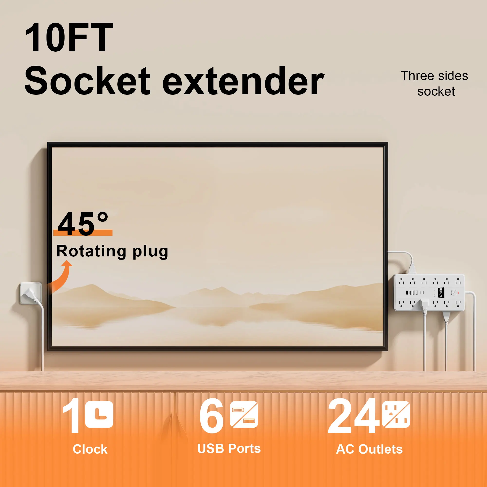 31-in-1 Power Strip Multi Outlet with USB Charging Ports and USB-C Fast Charging - Image 3