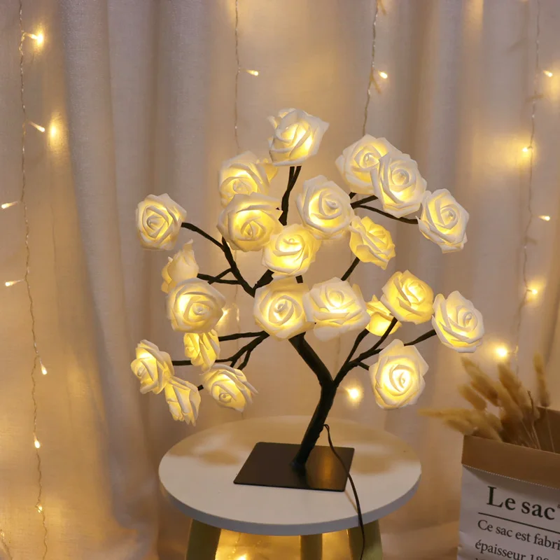 36/108LED Rose String Table Lamp USB Powered Night Light Romantic Party Decor - Image 5