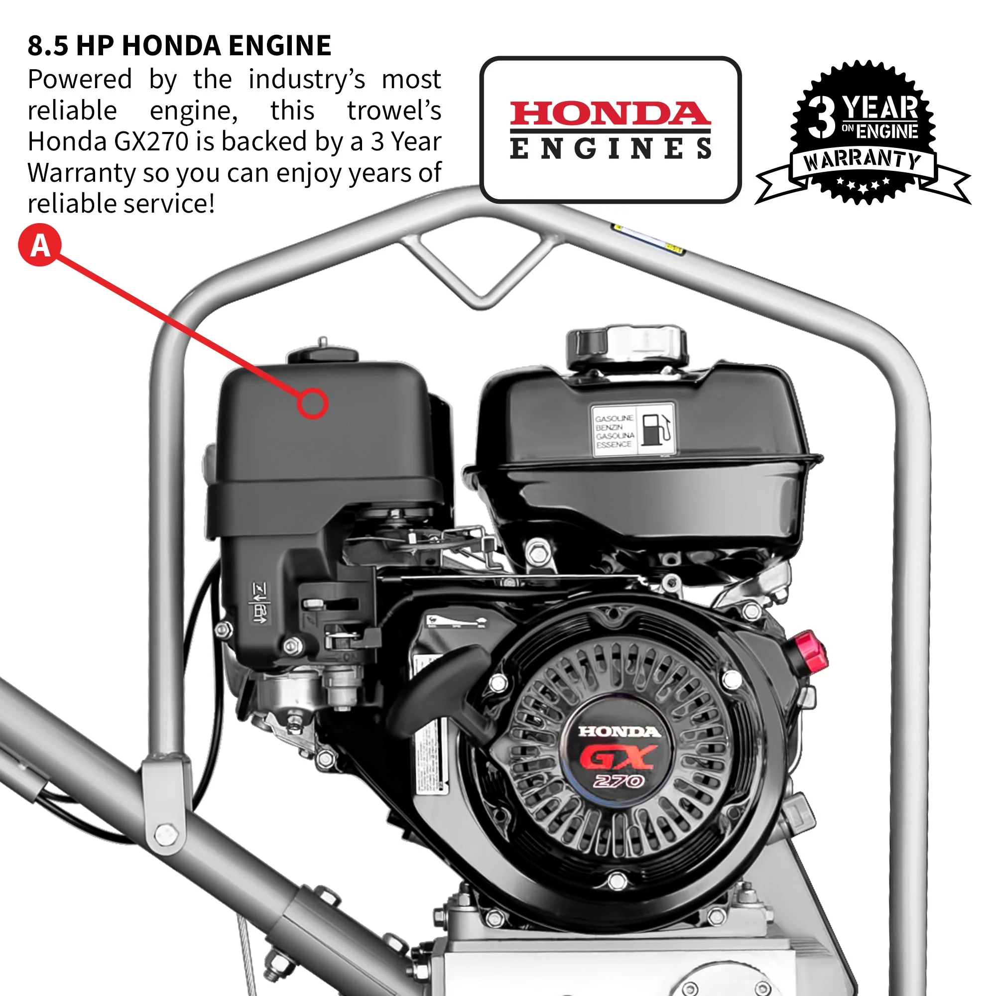 36" Honda Concrete Fast Pitch Power Trowel with 9HP Honda GX270 Finishing Blades Finishing Tool - Image 4