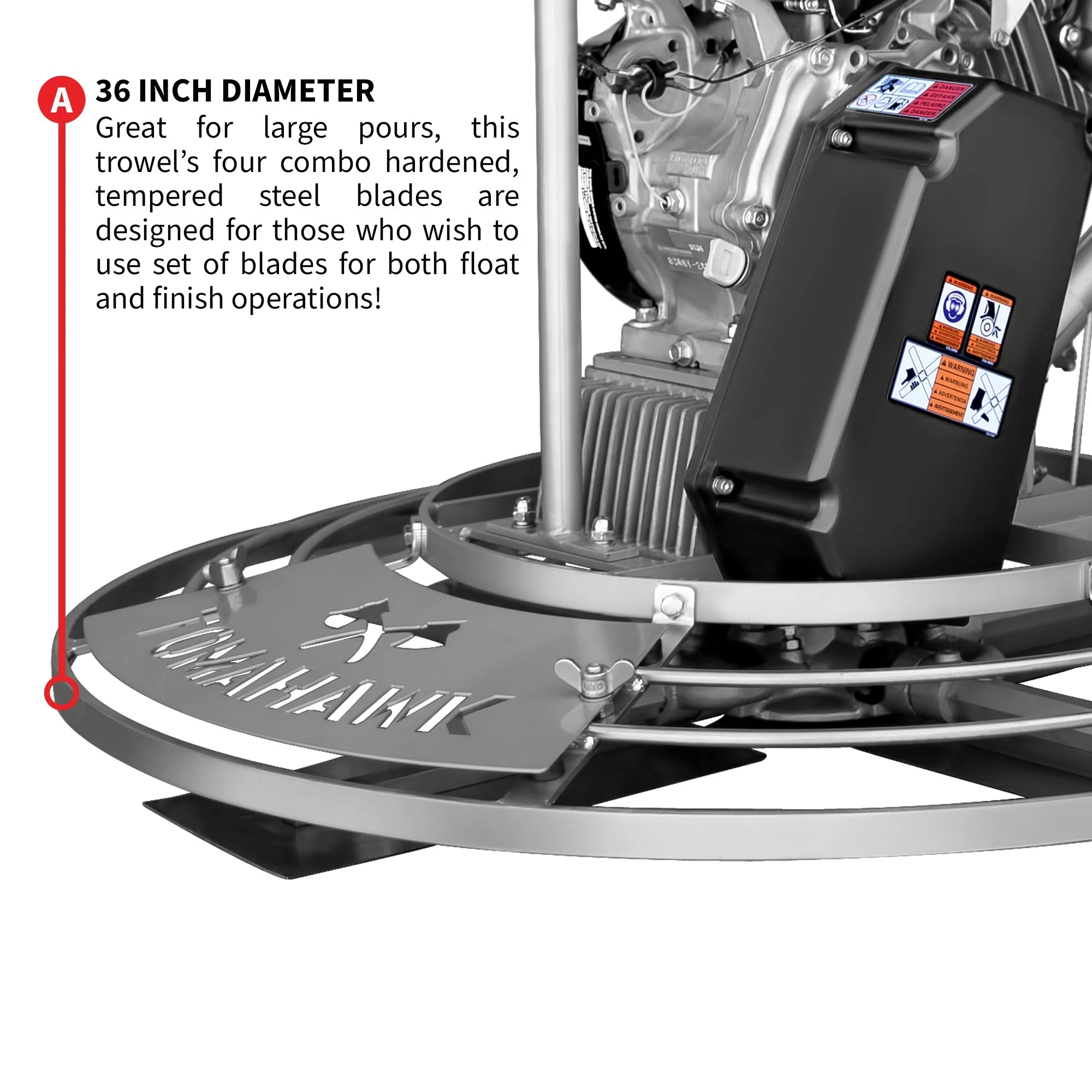 36" Honda Concrete Fast Pitch Power Trowel with 9HP Honda GX270 Finishing Blades Finishing Tool - Image 6
