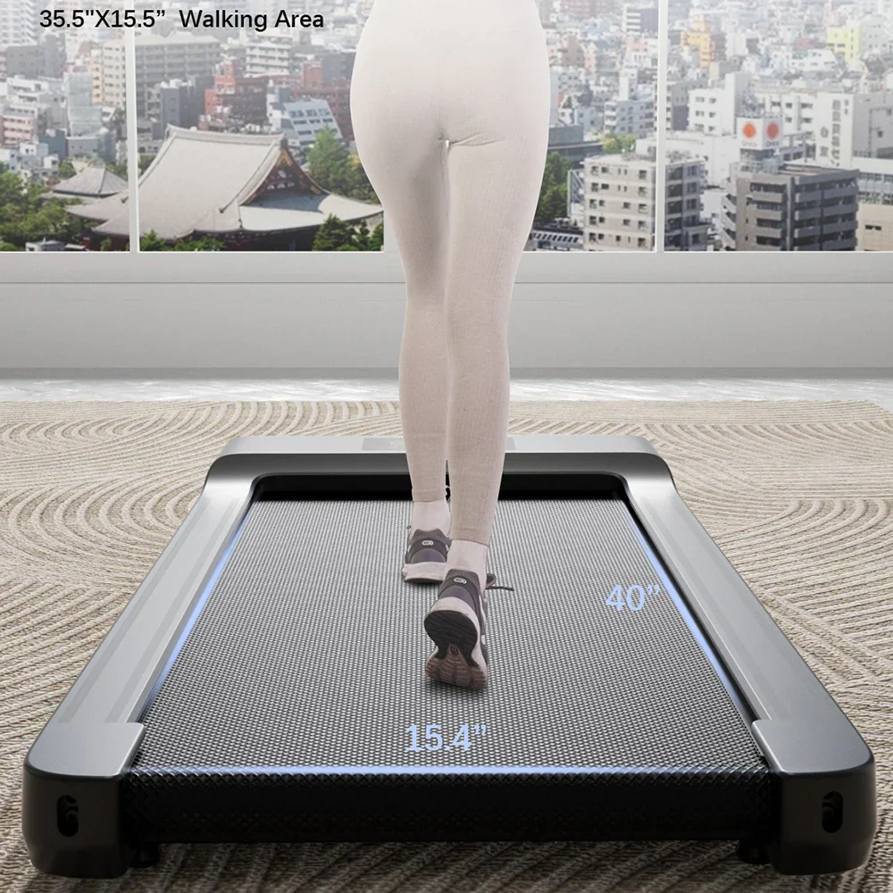 39.4in Under Desk Walking Pad Treadmill 2.5HP Portable Home Remote LED Screen - Image 2