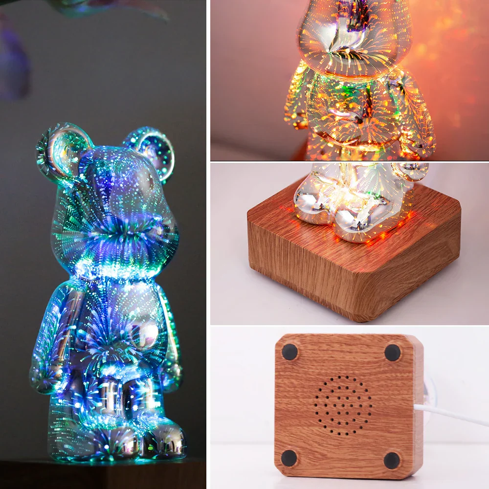 3D Firework Bear LED Night Light Color Changing USB Bedroom Kids Gift Lamp - Image 6