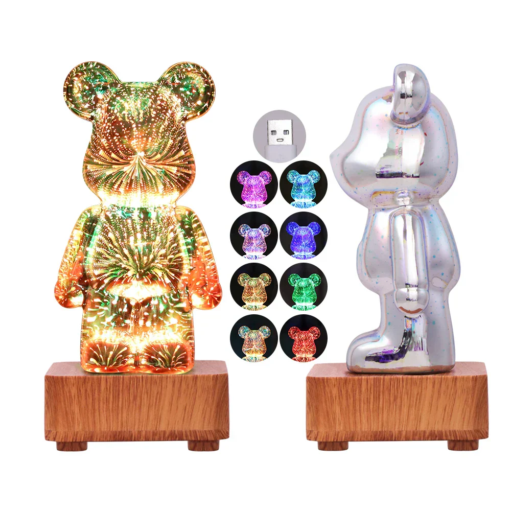 3D Firework Bear LED Night Light Color Changing USB Bedroom Kids Gift Lamp - Image 7