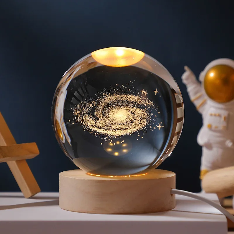 3D Galaxy Crystal Ball Night Light USB LED Moon Lamp Home Decor Gift Planet - Image 7