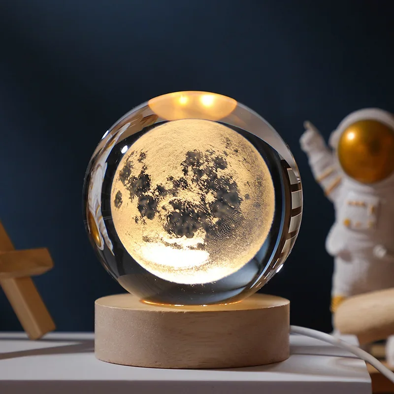 3D Galaxy Crystal Ball Night Light USB LED Moon Lamp Home Decor Gift Planet - Image 8