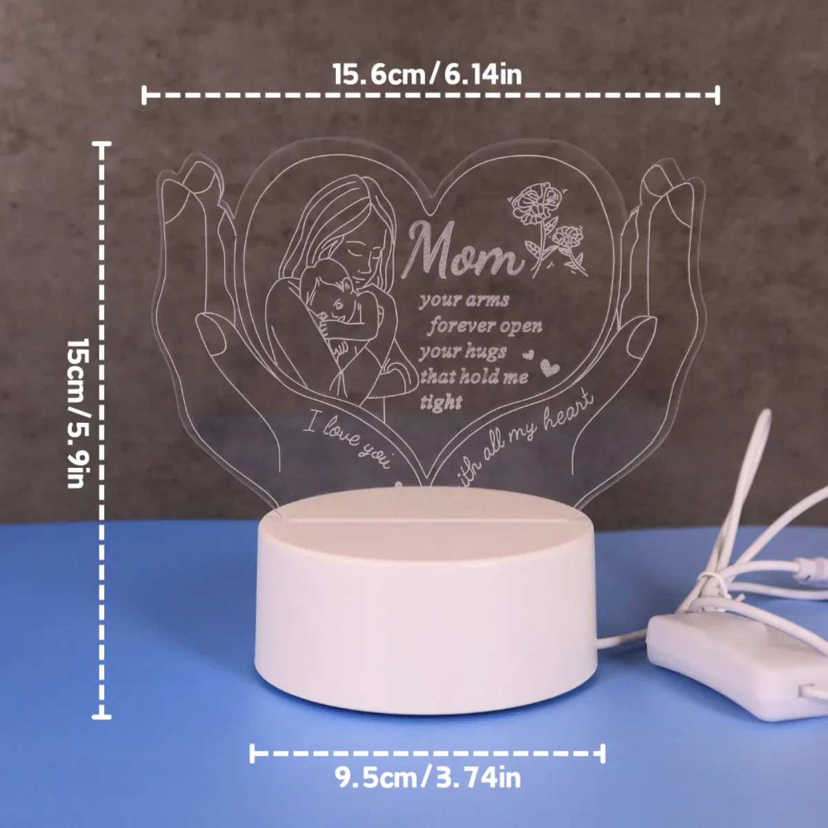 3D Heart Shaped Night Light – Creative LED Gift Lamp for Mom Mother’s Day - Image 5