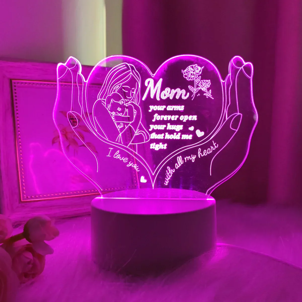 3D Heart Shaped Night Light – Creative LED Gift Lamp for Mom Mother’s Day - Image 7
