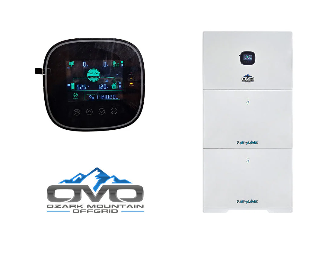 4.56KW Complete Offgrid Solar Kit + 10K 120V/240V OMO E-Line Inverter + 2x 10.24KW OMO E-Line Lithium Battery +4.56KW Solar with Ground Mount and Wiring (SC) - Image 2