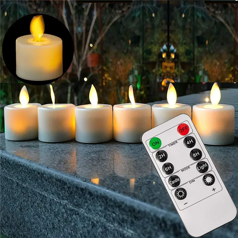 4/6PCS LED Flameless Moving Wick Candles – Remote Control Realistic Wedding Decor - Image 5
