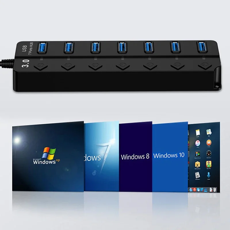 4/7-Port USB 3.0 Hub with LED Indicator Switch for Laptop Flash Drive Hard Disk - Image 5