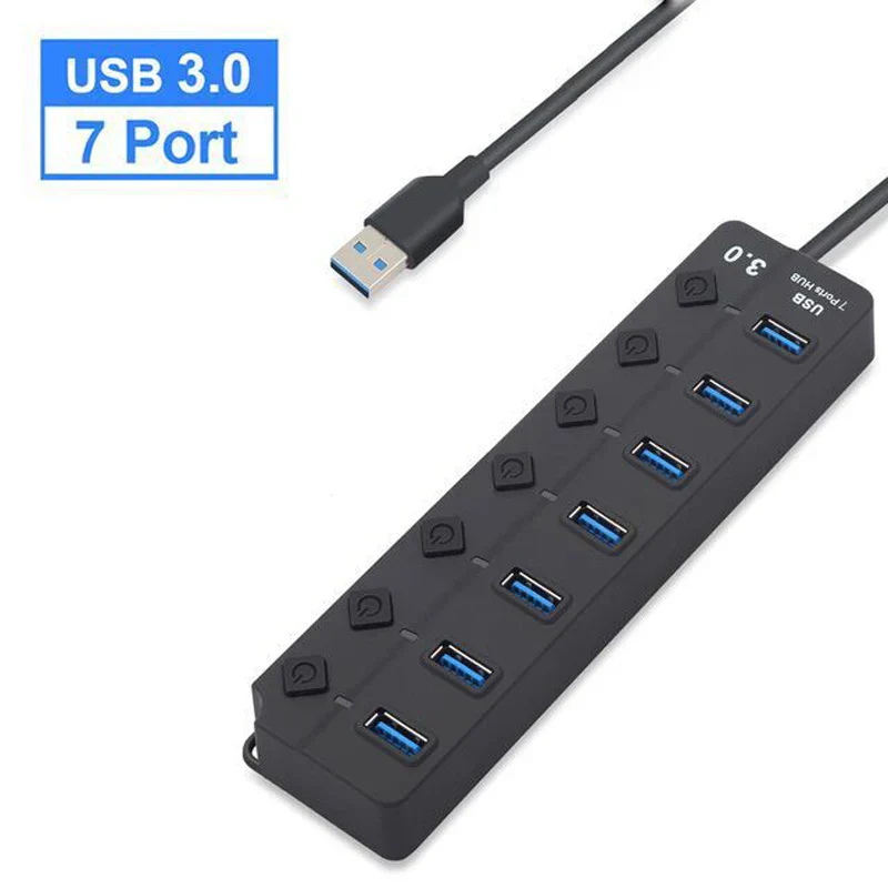 4/7-Port USB 3.0 Hub with LED Indicator Switch for Laptop Flash Drive Hard Disk - Image 8
