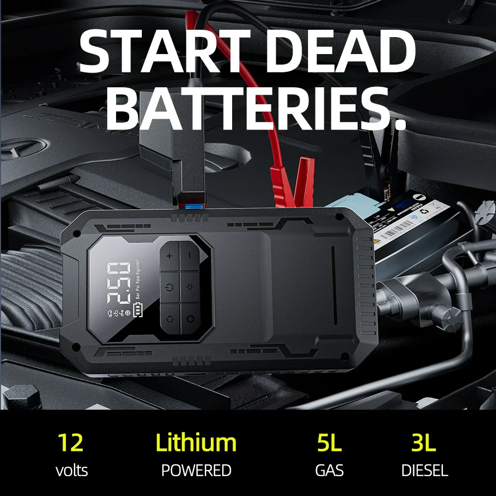4-in-1 Car Jump Starter & Portable Air Compressor – Battery Booster & Tire Pump - Image 2