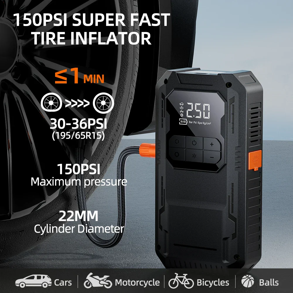 4-in-1 Car Jump Starter & Portable Air Compressor – Battery Booster & Tire Pump - Image 3