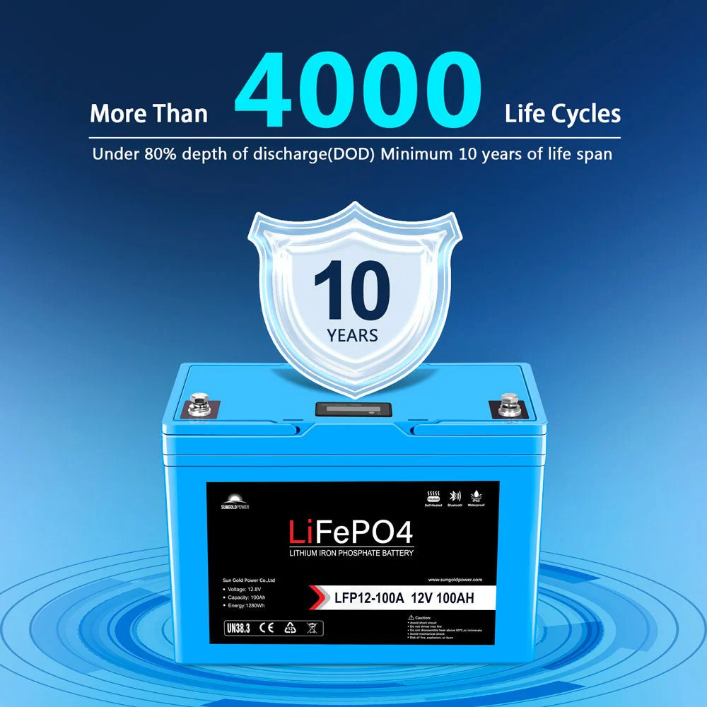 4 X 12V 100AH LiFePO4 Deep Cycle Lithium Battery / Bluetooth /Self-heating / IP65 - Image 4