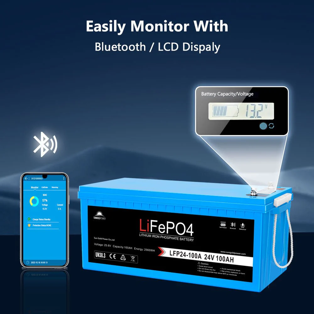 4 X 24V 100Ah LiFePo4 Deep Cycle Lithium Battery Bluetooth / Self-Heating / IP65 - Image 3