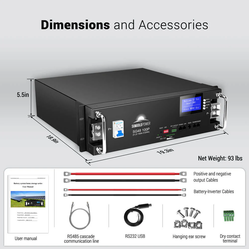 4 X 48V 100AH Server Rack LiFePO4 Lithium  Battery SG48100P UL1973  UL9540A - Image 5