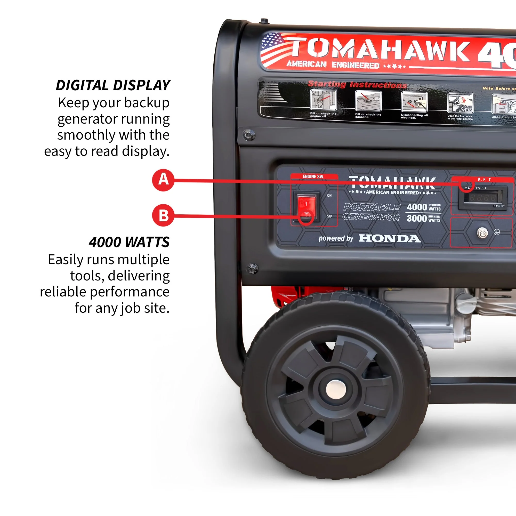 4000 Watt Honda Powered Generator Portable Gas Power Professional Use - Image 6