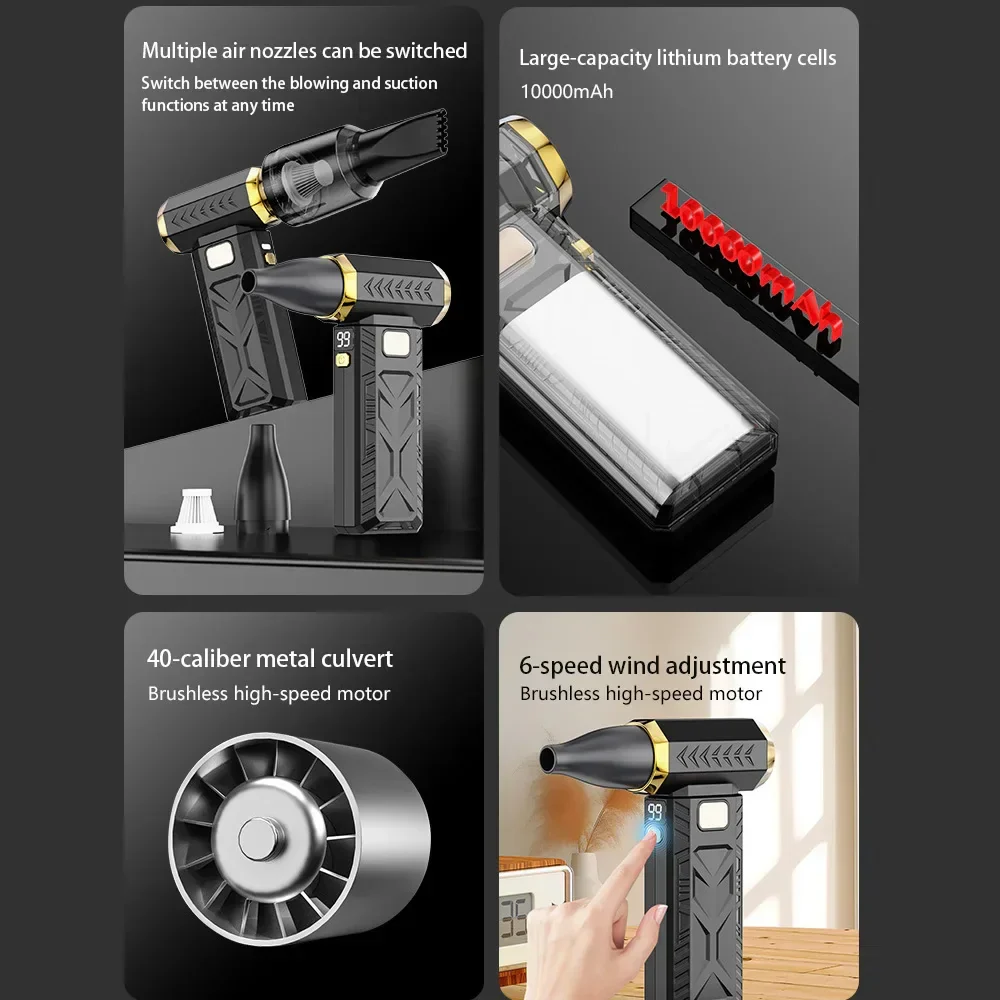 400000RPM Turbo Air Duster M18 Brushless Jet Fan Blower Electric Dust Cleaner Type-C - Image 4