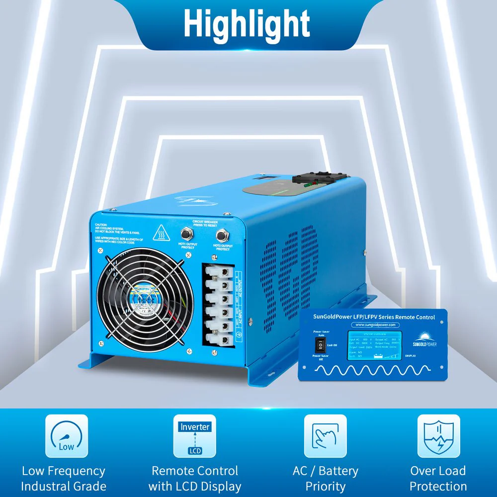 4000W DC 12V Split Phase Pure Sine Wave Inverter With Charger - Image 3