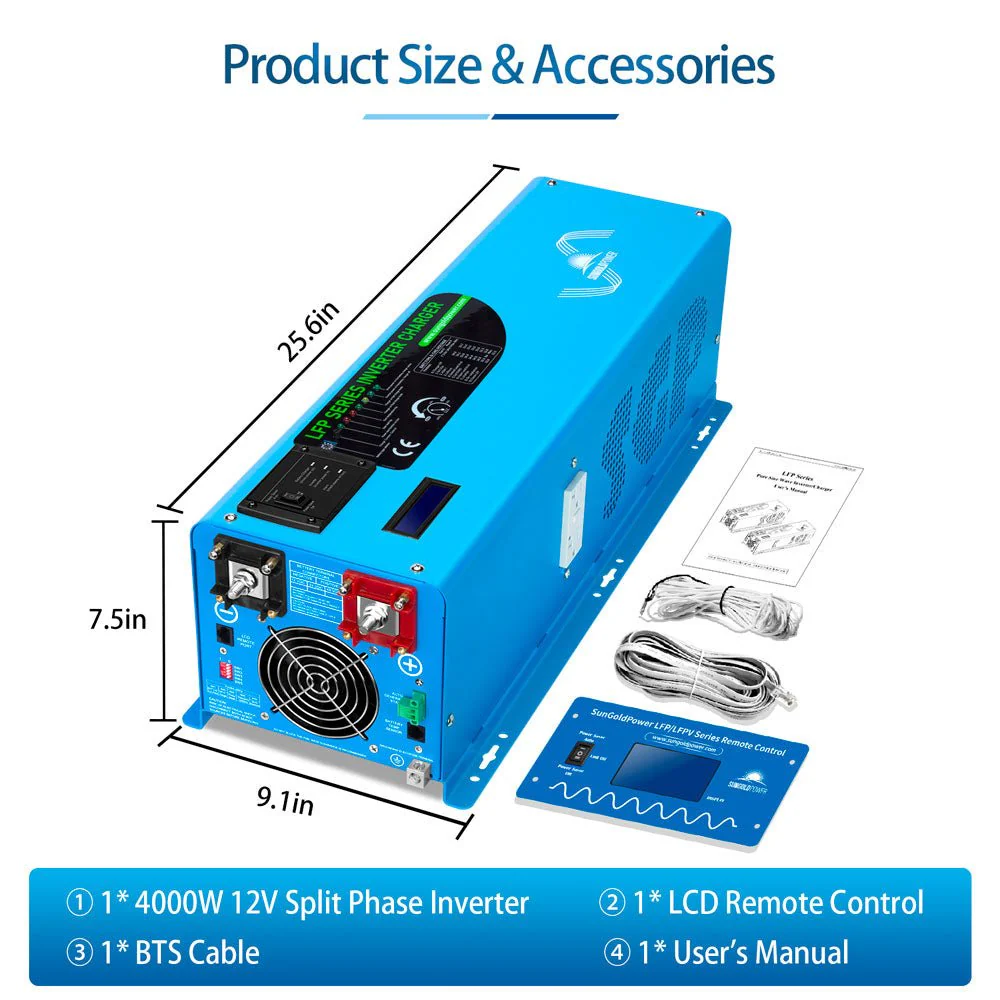 4000W DC 12V Split Phase Pure Sine Wave Inverter With Charger - Image 6