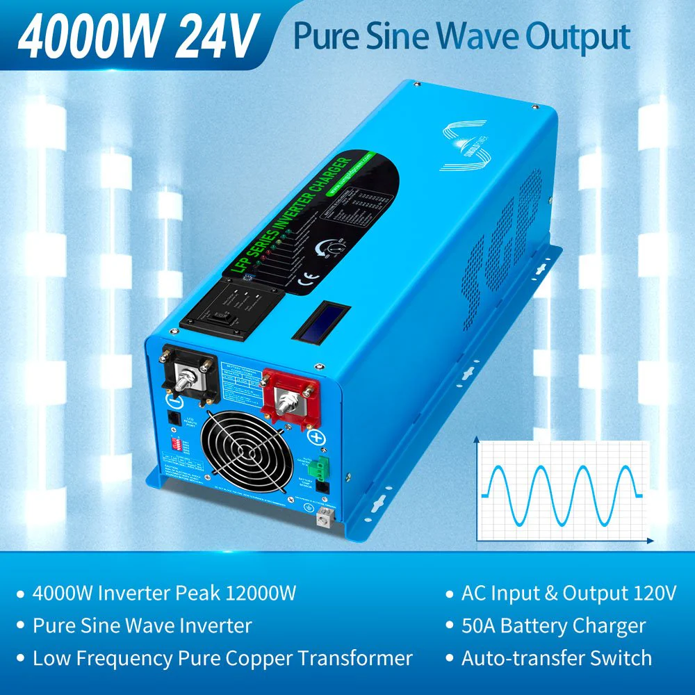 4000W DC 24V Pure Sine Wave Inverter With Charger - Image 3
