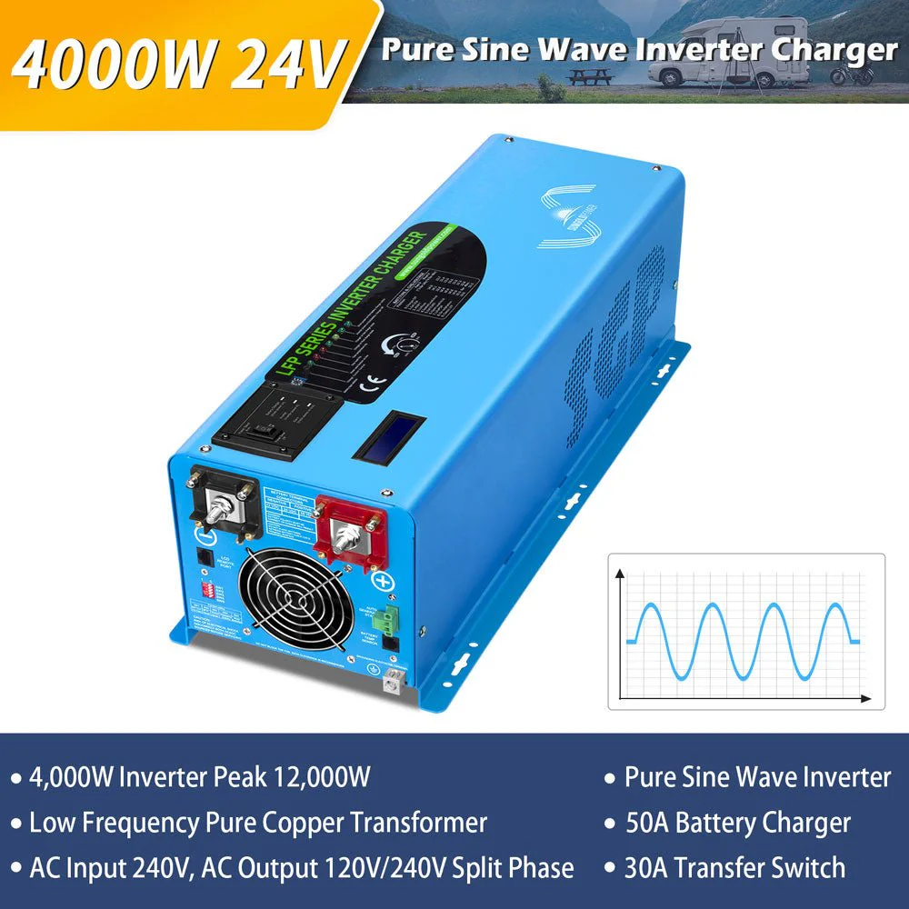 4000W DC 24V Split Phase Pure Sine Wave Inverter With Charger - Image 2