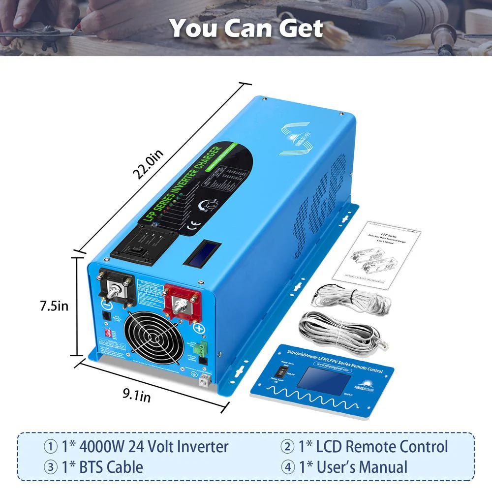 4000W DC 24V Split Phase Pure Sine Wave Inverter With Charger - Image 7