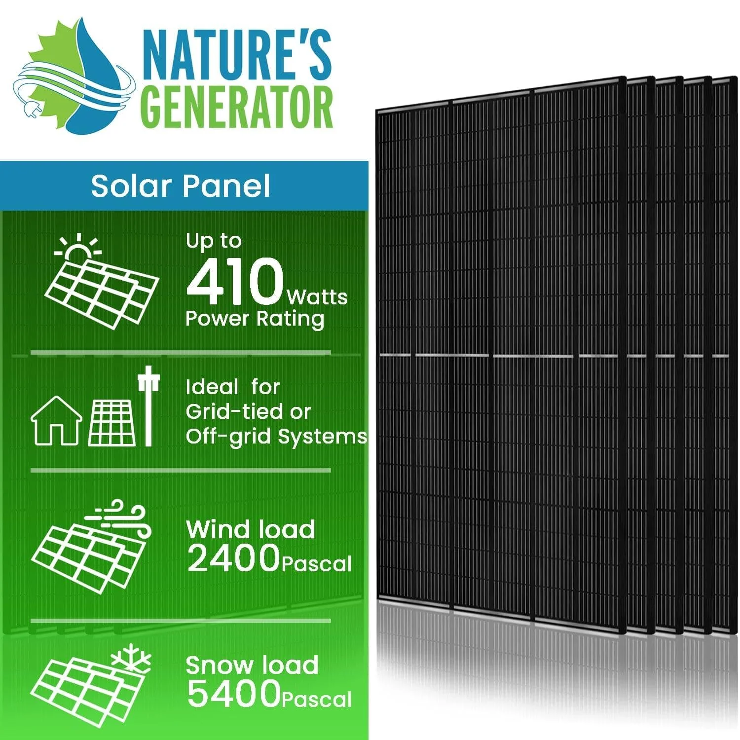410 Watt Monocrystalline Solar Panel (10 Pack) - Image 2