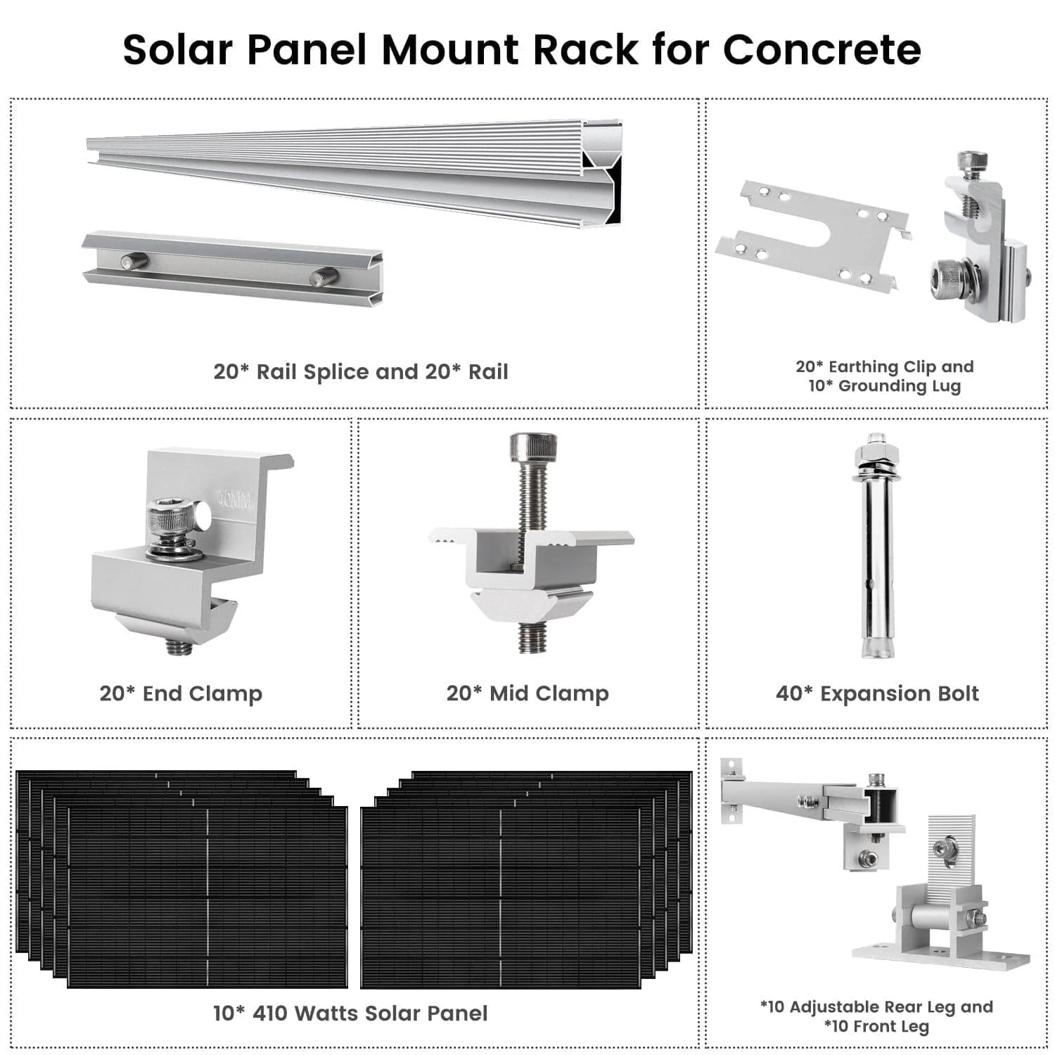410 Watt Monocrystalline Solar Panel (10 Pack) With Solar Panel Mount Rack - Image 8