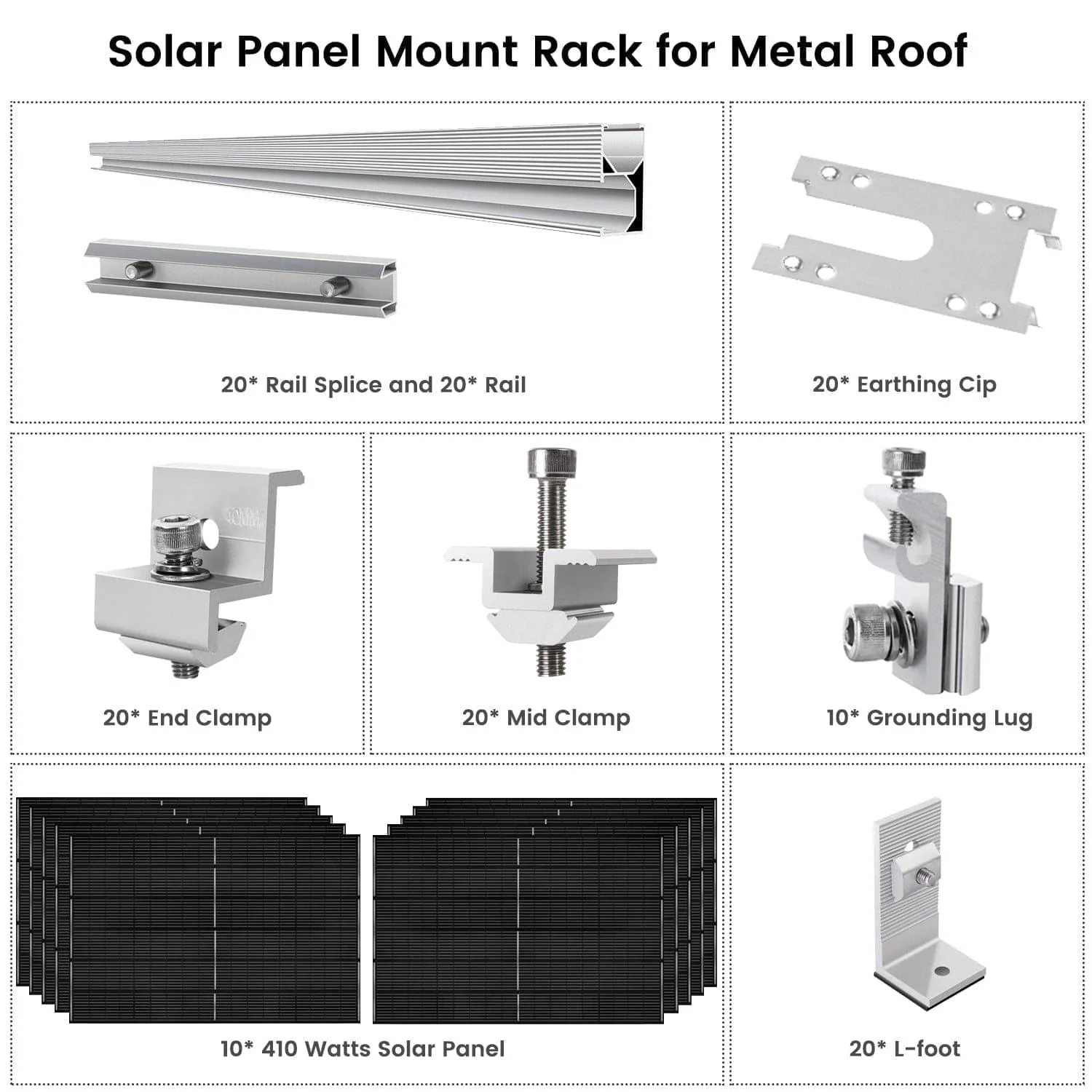 410 Watt Monocrystalline Solar Panel (10 Pack) With Solar Panel Mount Rack - Image 9