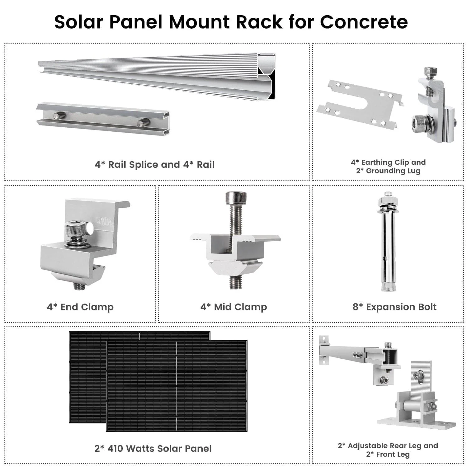 410 Watt Monocrystalline Solar Panel (2 Pack) With Solar Panel Mount Rack - Image 8