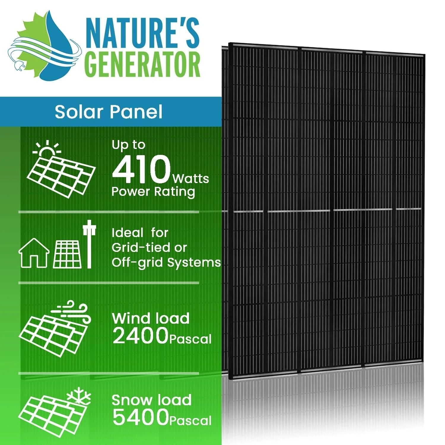 410 Watt Monocrystalline Solar Panel (4 Pack) - Image 2