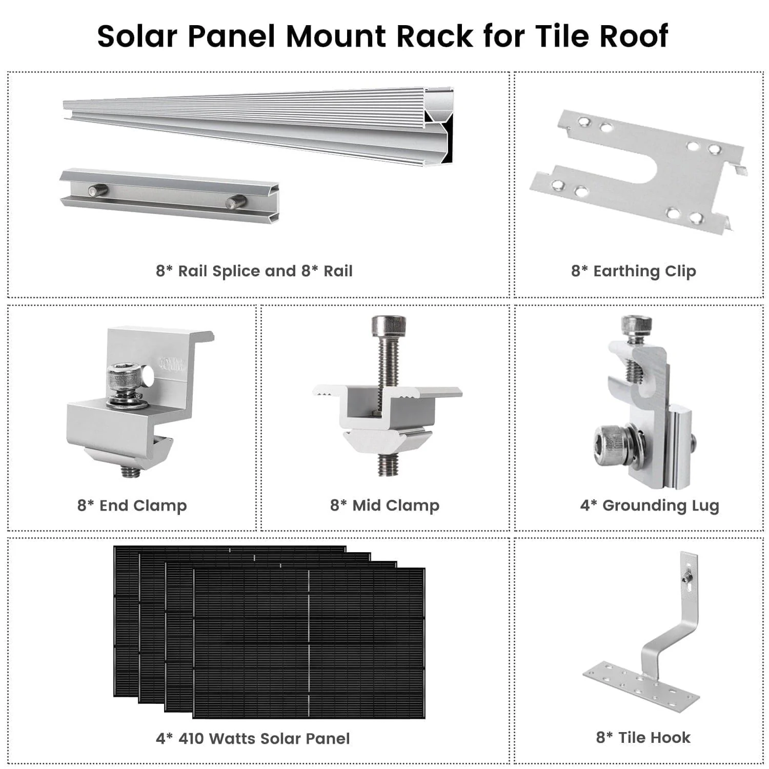 410 Watt Monocrystalline Solar Panel (4 Pack) With Solar Panel Mount Rack - Image 11