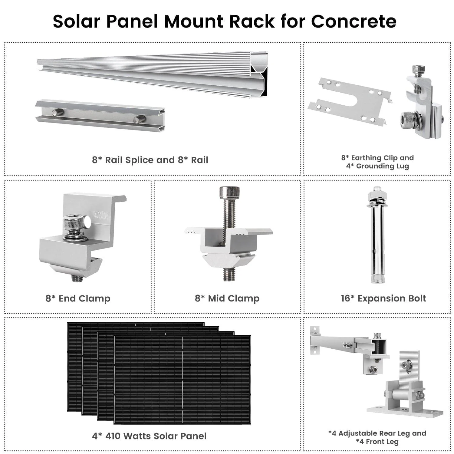 410 Watt Monocrystalline Solar Panel (4 Pack) With Solar Panel Mount Rack - Image 8