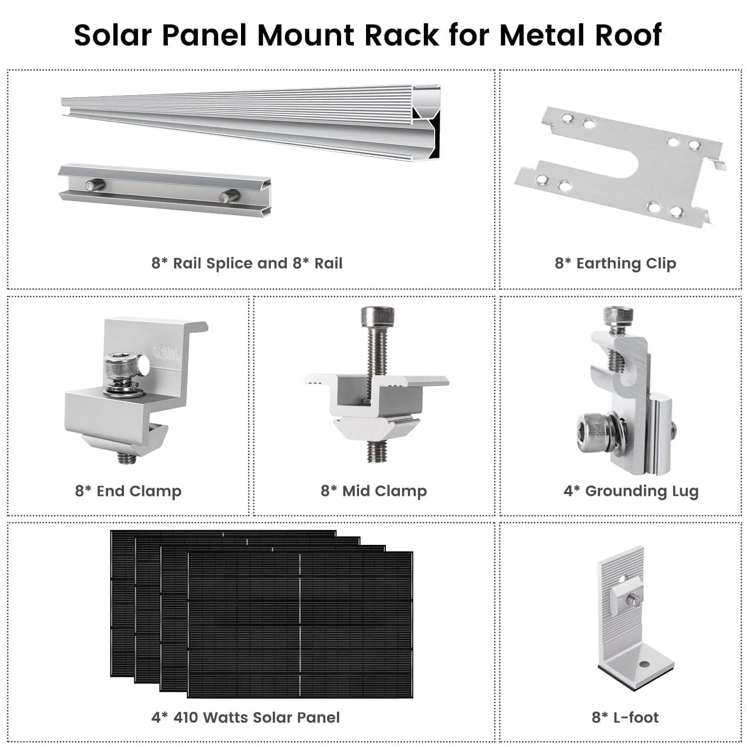 410 Watt Monocrystalline Solar Panel (4 Pack) With Solar Panel Mount Rack - Image 9