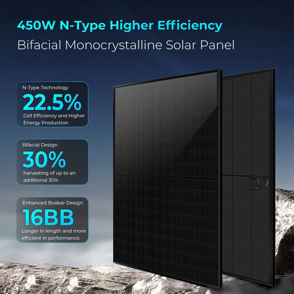 450 Watt Bifacial N-Type Monocrystalline Solar Panel SGN-450-BDG5 (32 PANELS) UL61730 - Image 2