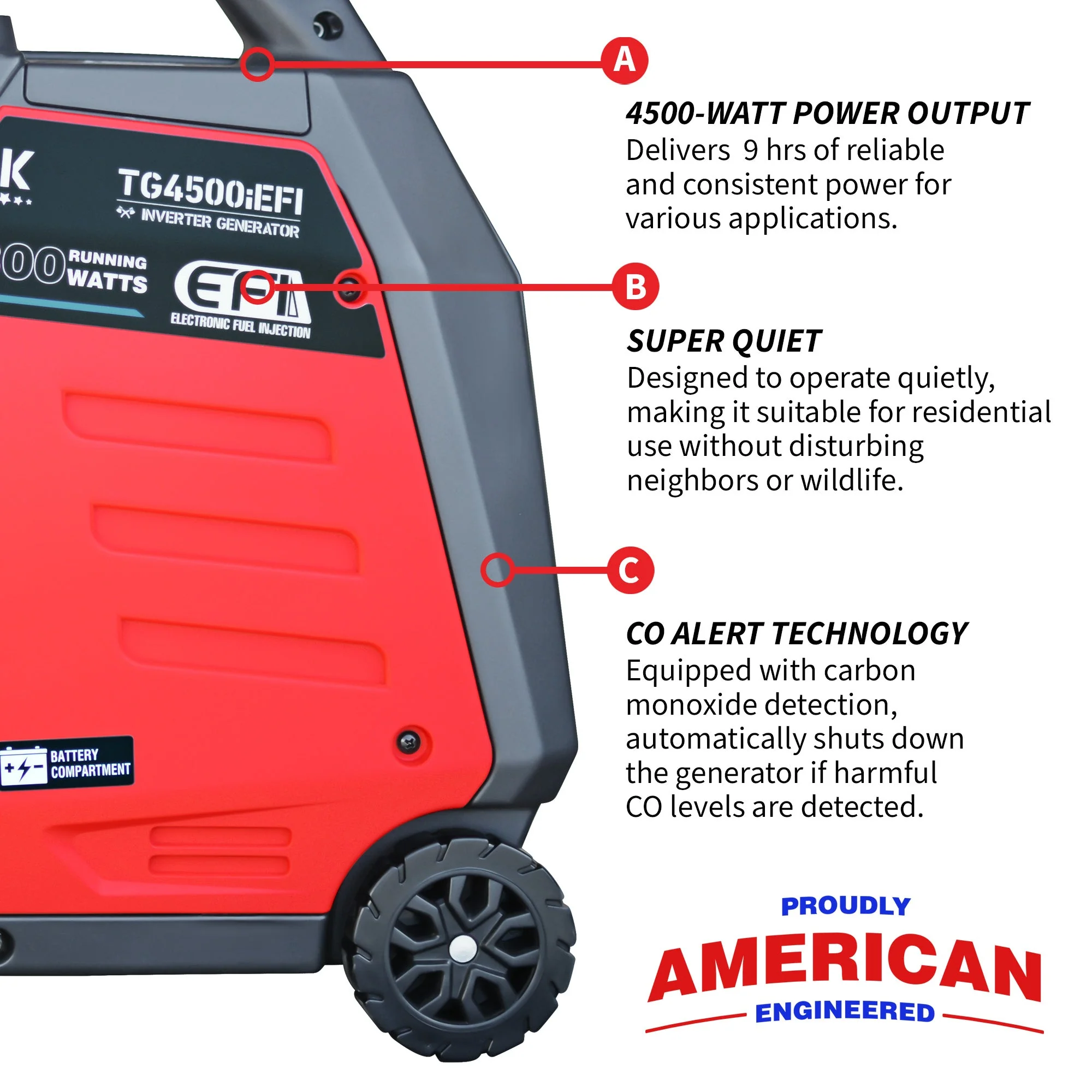4500 Watt Inverter Generator Electronic Fuel Injection EFI Super Quiet Portable Gas Power Professional Use - Image 6