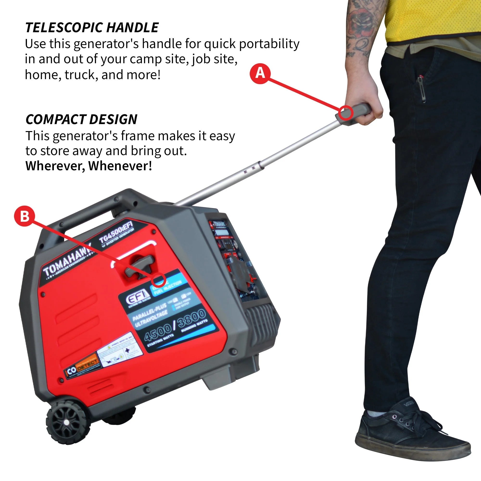 4500 Watt Inverter Generator Electronic Fuel Injection EFI Super Quiet Portable Gas Power Professional Use - Image 8