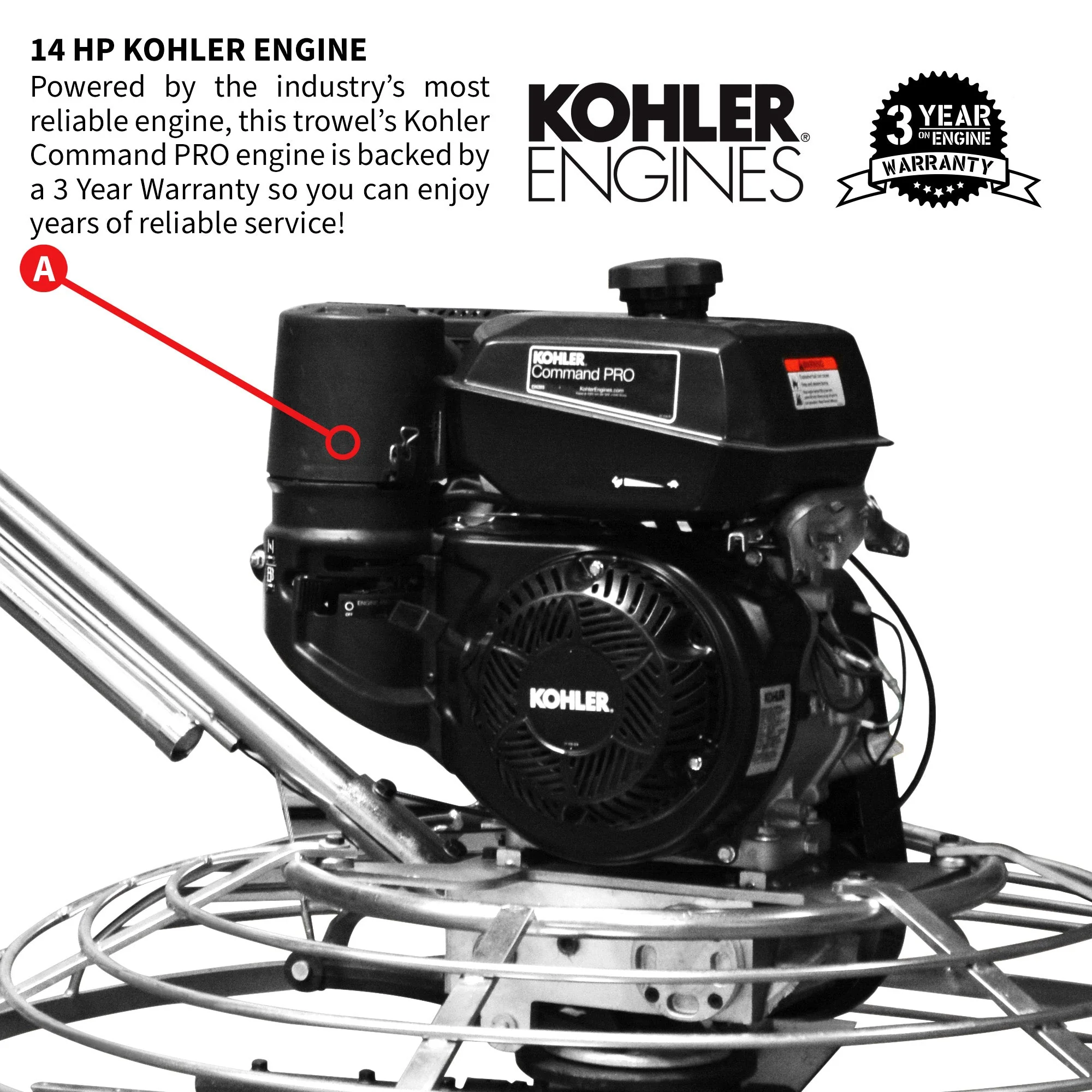 46" Concrete Power Trowel 14HP Kohler Float Pan Screed Edge Cement Finishing Tool - Image 5