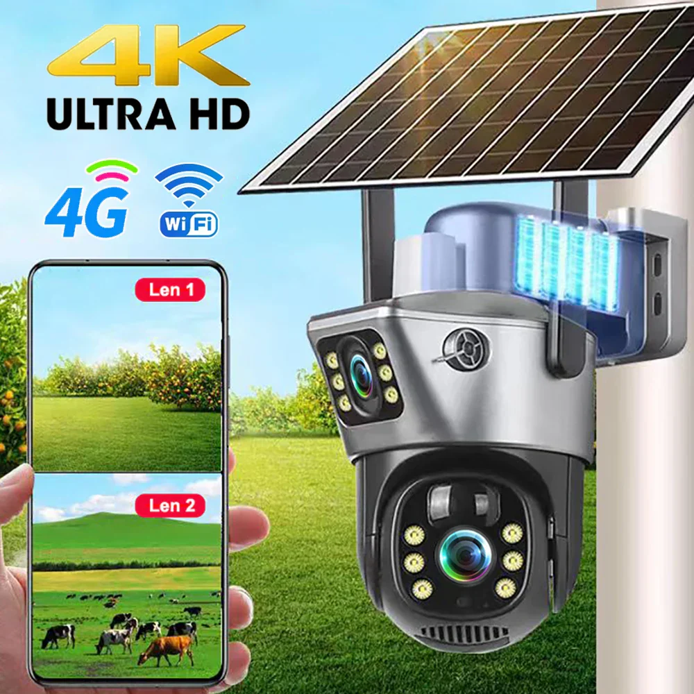 4G WiFi Solar Security Camera Dual Lens 8MP 4K PIR Night Vision Outdoor CCTV - Image 2